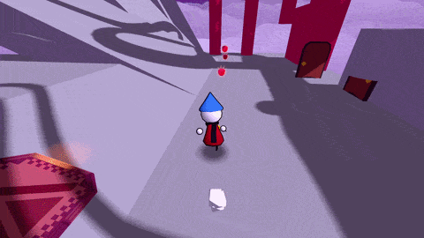 A gif that shows the heal apple. Going up to it the player eats it and the missing heart pieces come back.