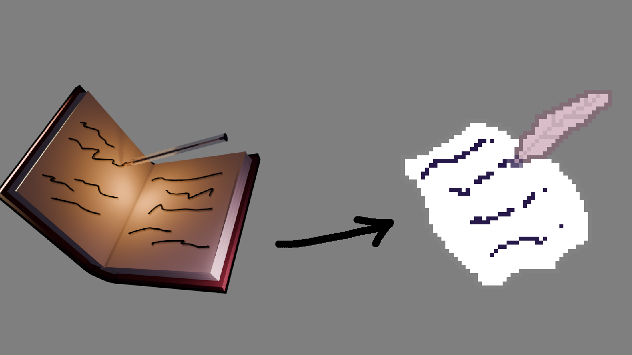 An image showing a before and after of the diary saving icon