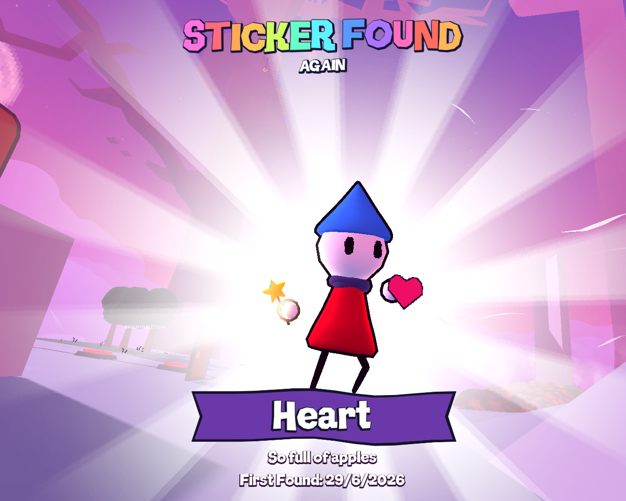 An image showing the 'Sticker Collected!' UI