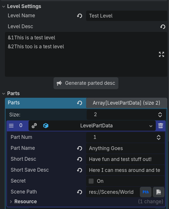 Example of Level Data