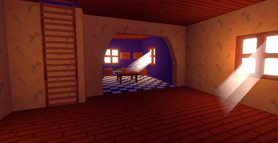 Screenshot from Flutes House which include the kitchen and the sewing room
